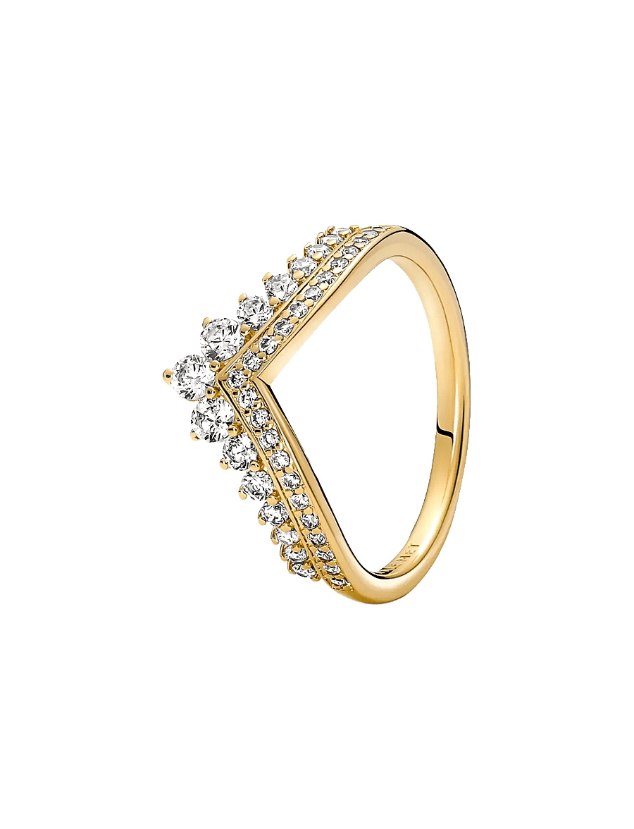 Pandora - Tiara wishbone 14k gold-plated ring with clear cubic zirconia - ringe - clear - 1