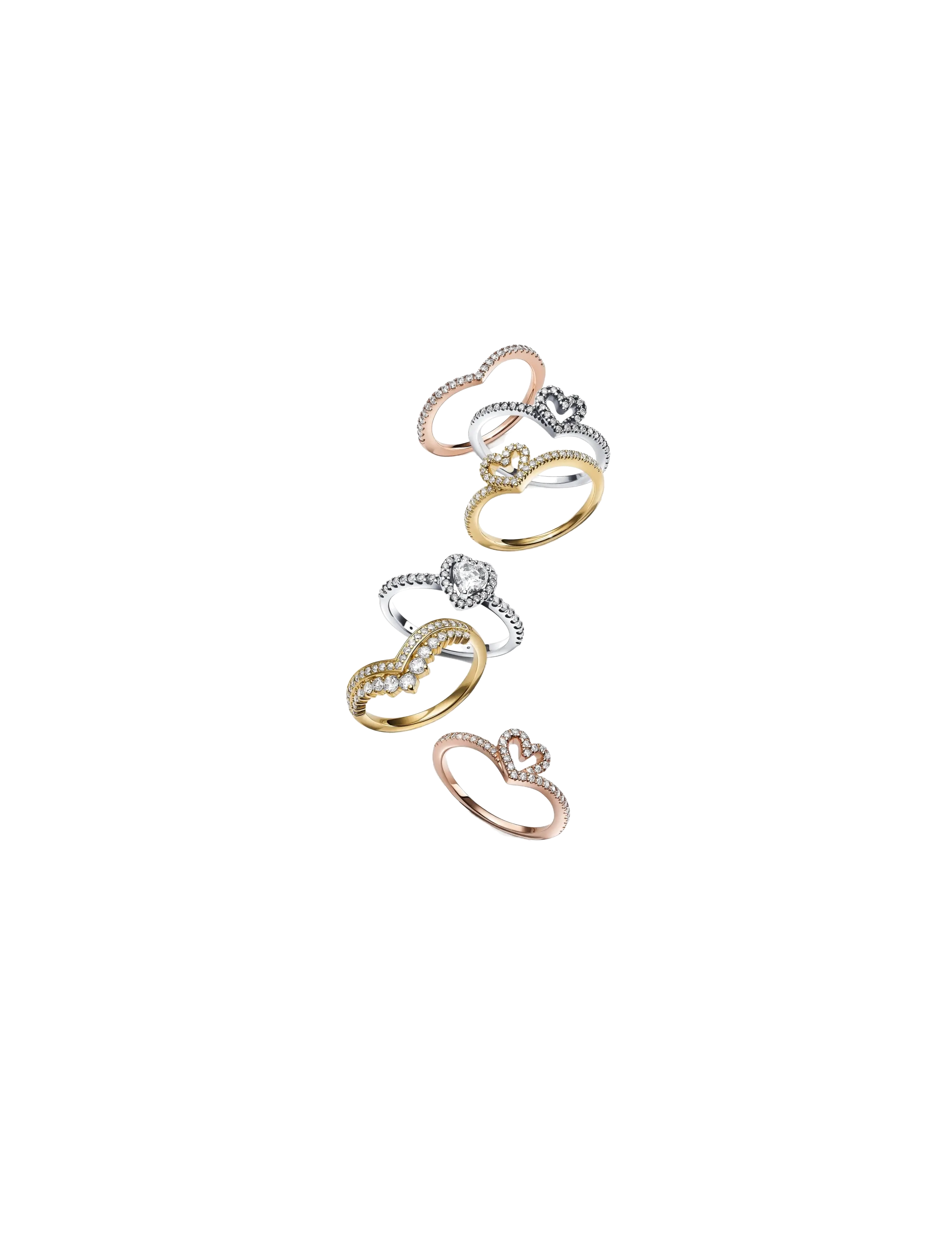 Pandora - Tiara wishbone 14k gold-plated ring with clear cubic zirconia - ringe - clear - 2