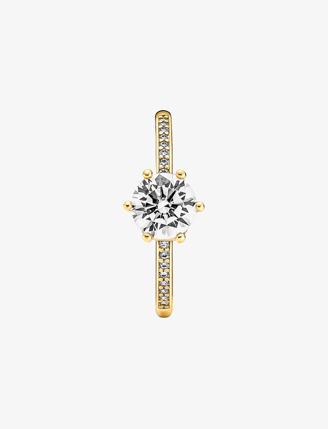 Pandora - Crown 14k gold-plated ring with clear cubic zirconia - ringar - clear - 1