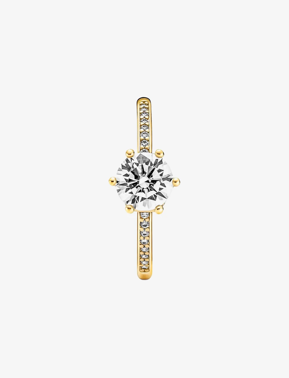 Pandora - Crown 14k gold-plated ring with clear cubic zirconia - ringe - clear - 1