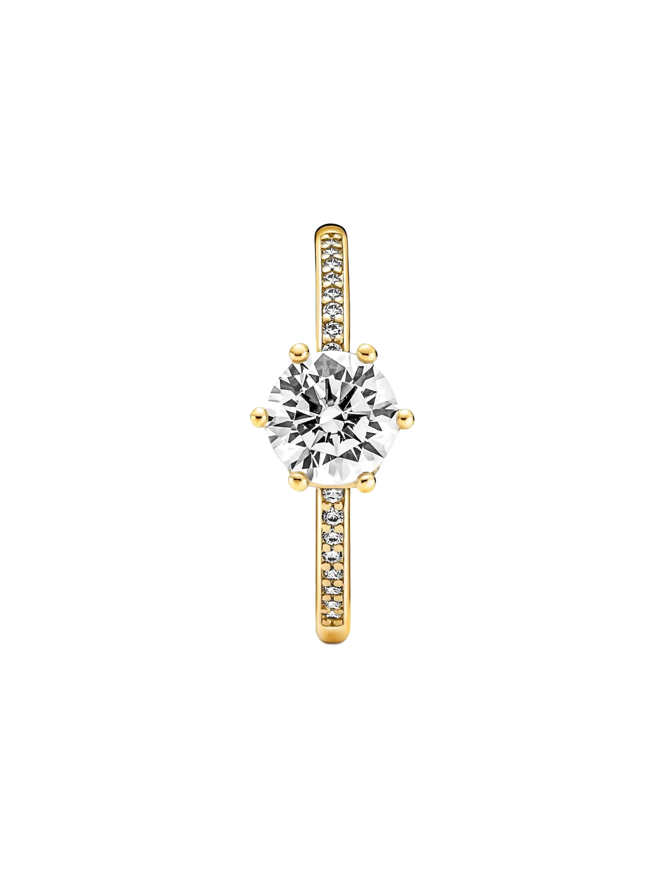 Pandora - Crown 14k gold-plated ring with clear cubic zirconia - bagues - clear - 1