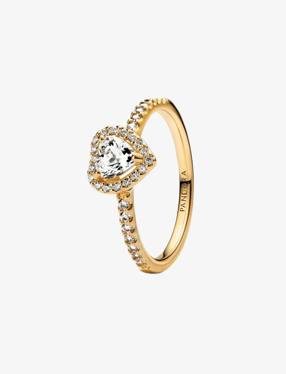 Pandora - Heart 14k gold-plated ring with clear cubic zirconia - ringe - clear - 0