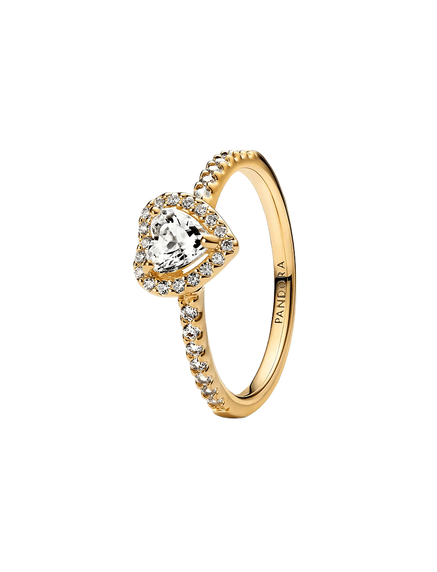Pandora - Heart 14k gold-plated ring with clear cubic zirconia - ringe - clear - 0