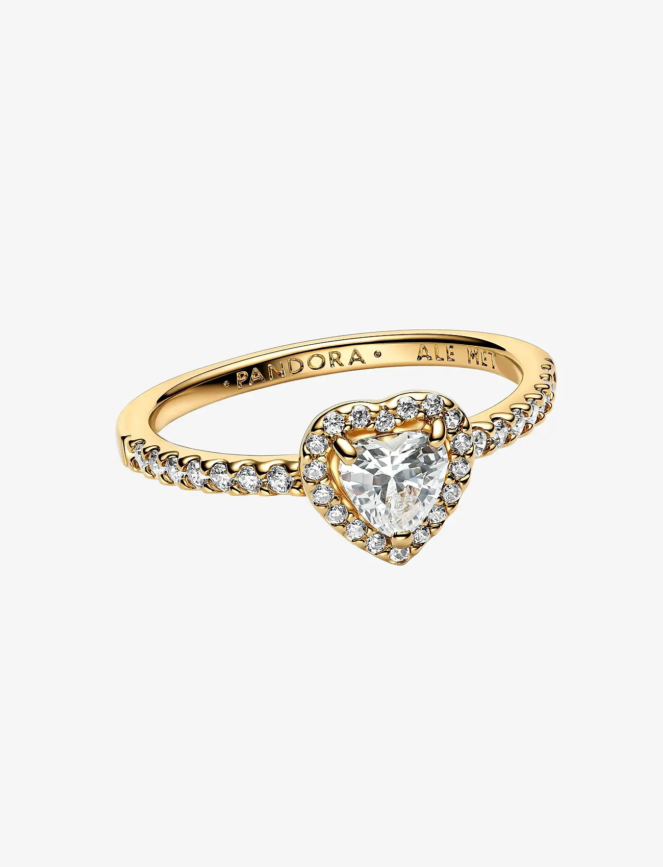 Pandora - Heart 14k gold-plated ring with clear cubic zirconia - sormukset - clear - 1