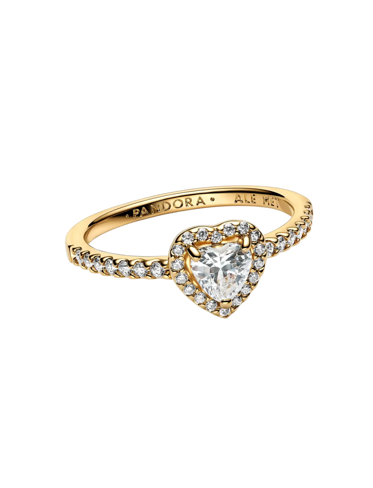 Pandora - Heart 14k gold-plated ring with clear cubic zirconia - ringe - clear - 1