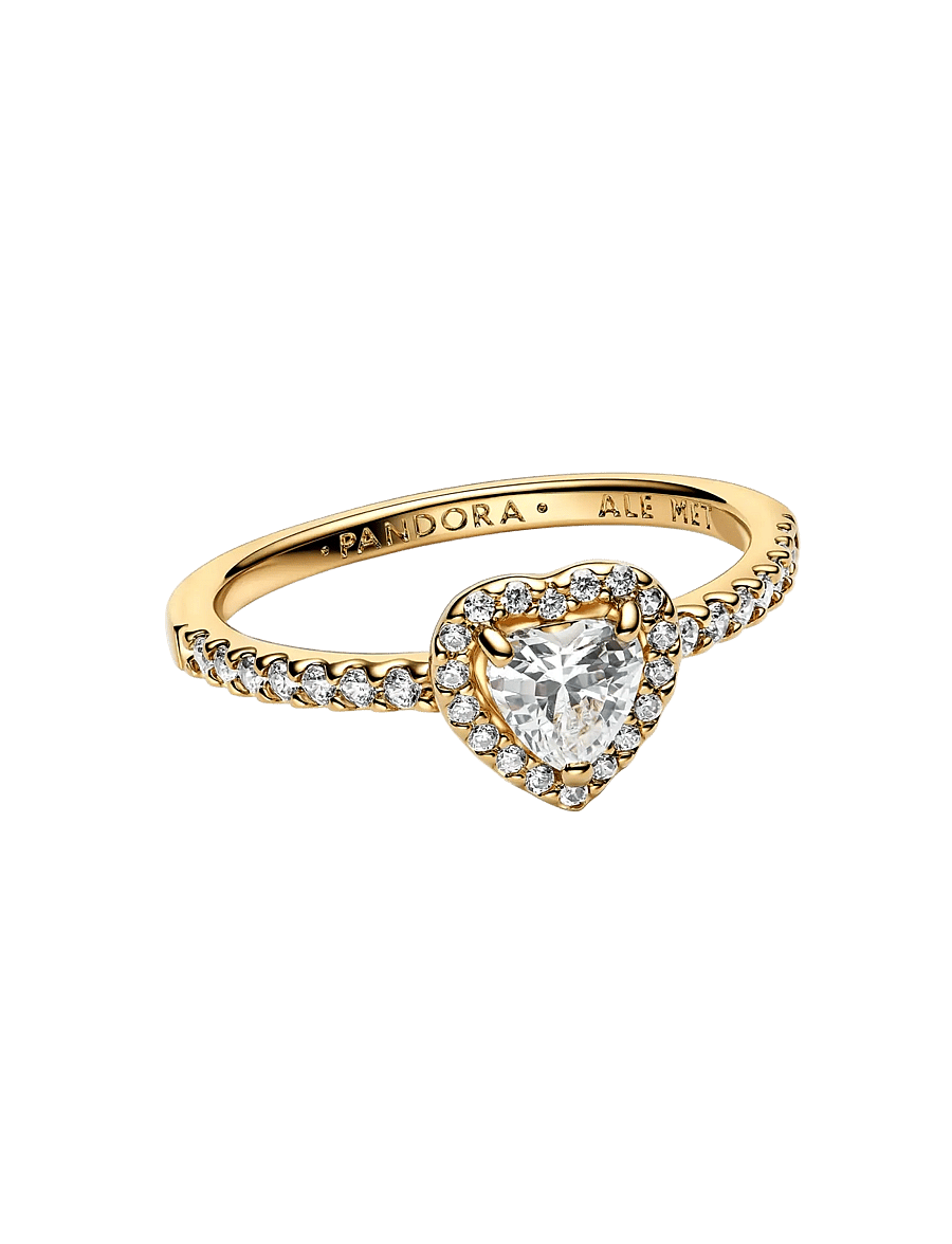 Pandora - Heart 14k gold-plated ring with clear cubic zirconia - ringe - clear - 1