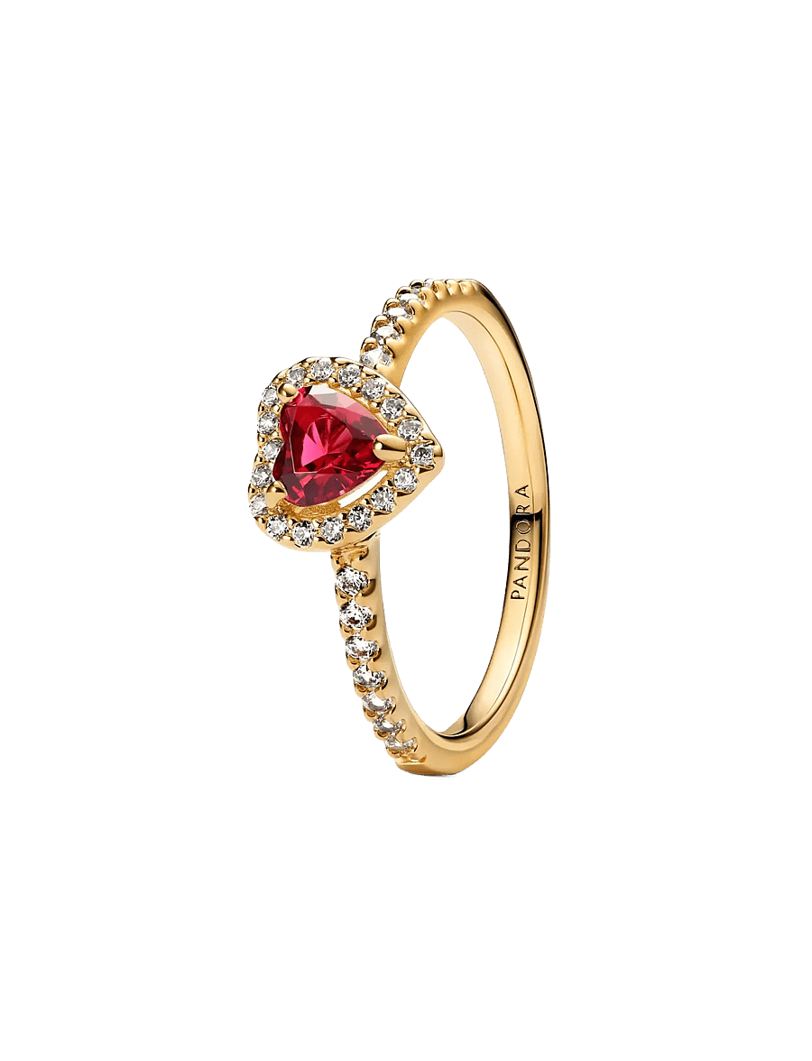 Pandora - Heart 14k gold-plated ring with - red - 0