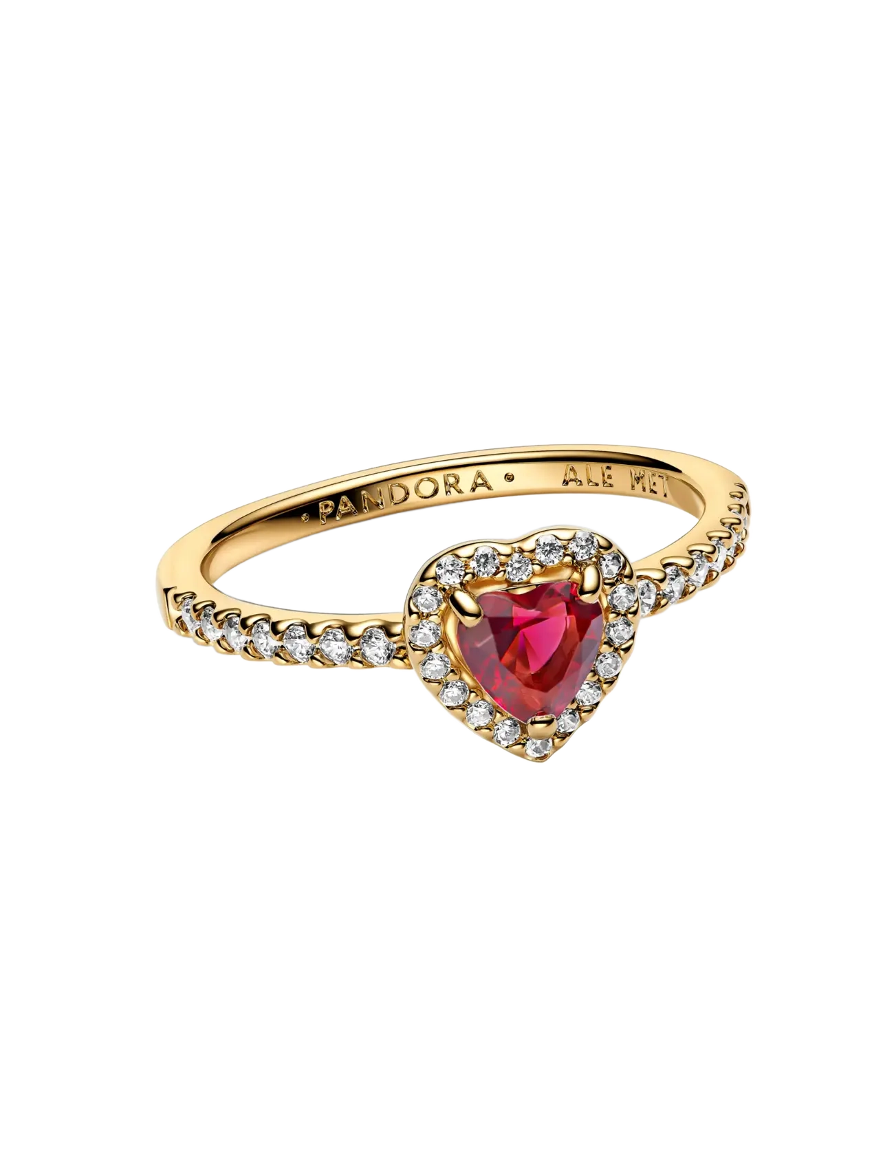 Pandora - Heart 14k gold-plated ring with - red - 1