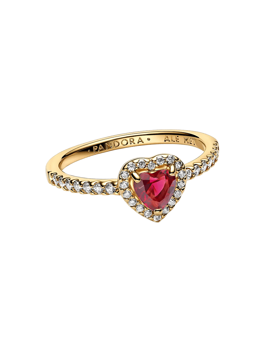Pandora - Heart 14k gold-plated ring with - red - 1