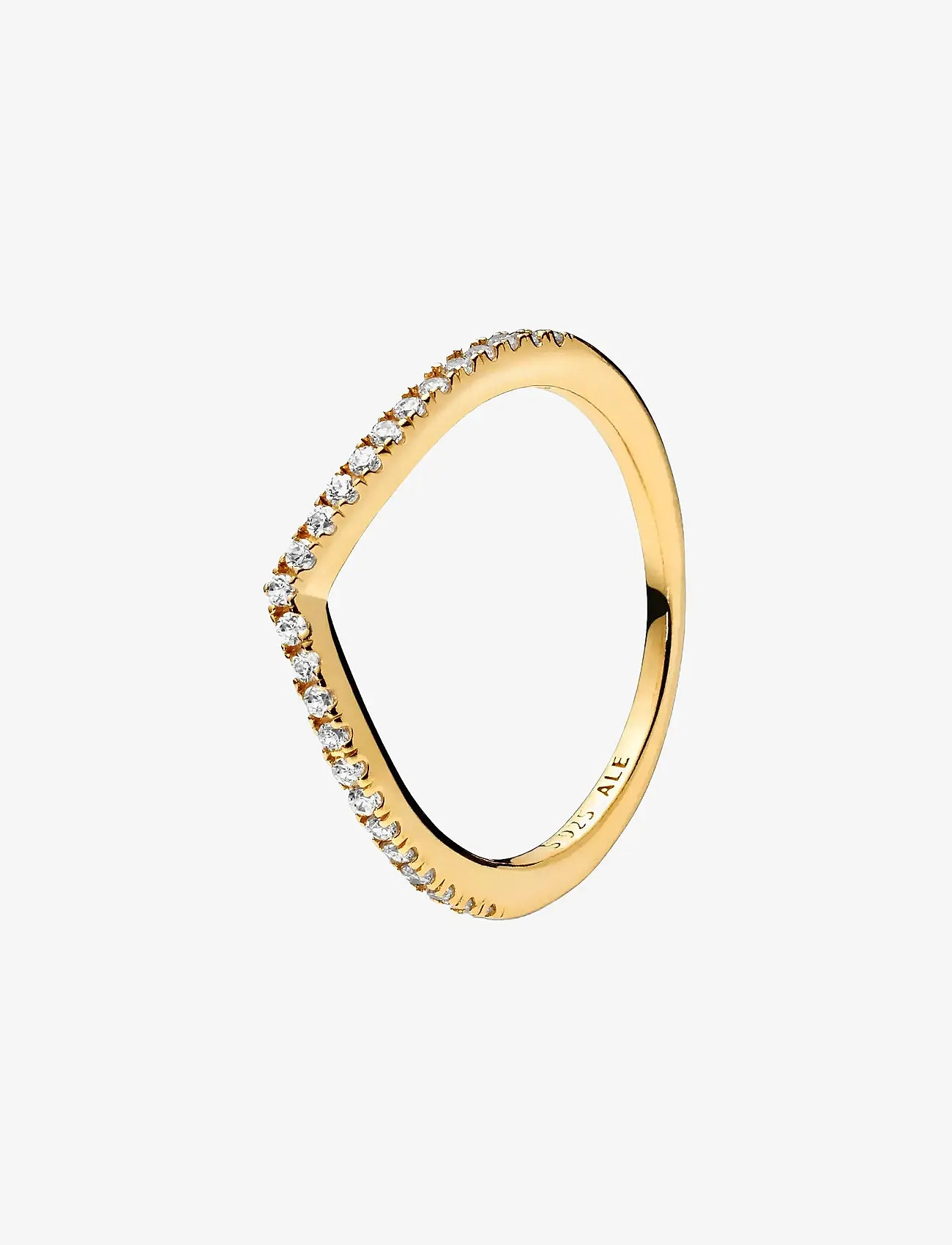 Pandora - Wishbone 14k gold-plated ring with clear cubic zirconia - ringe - clear - 1