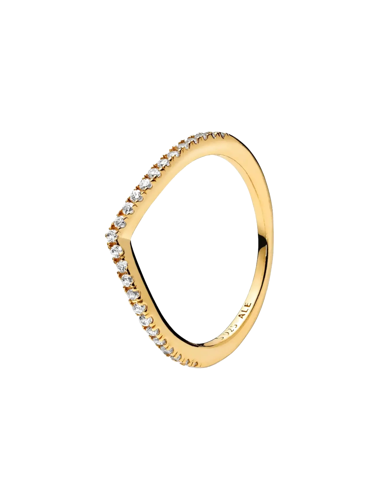 Wishbone 14k gold-plated ring with clear cubic zirconia - CLEAR