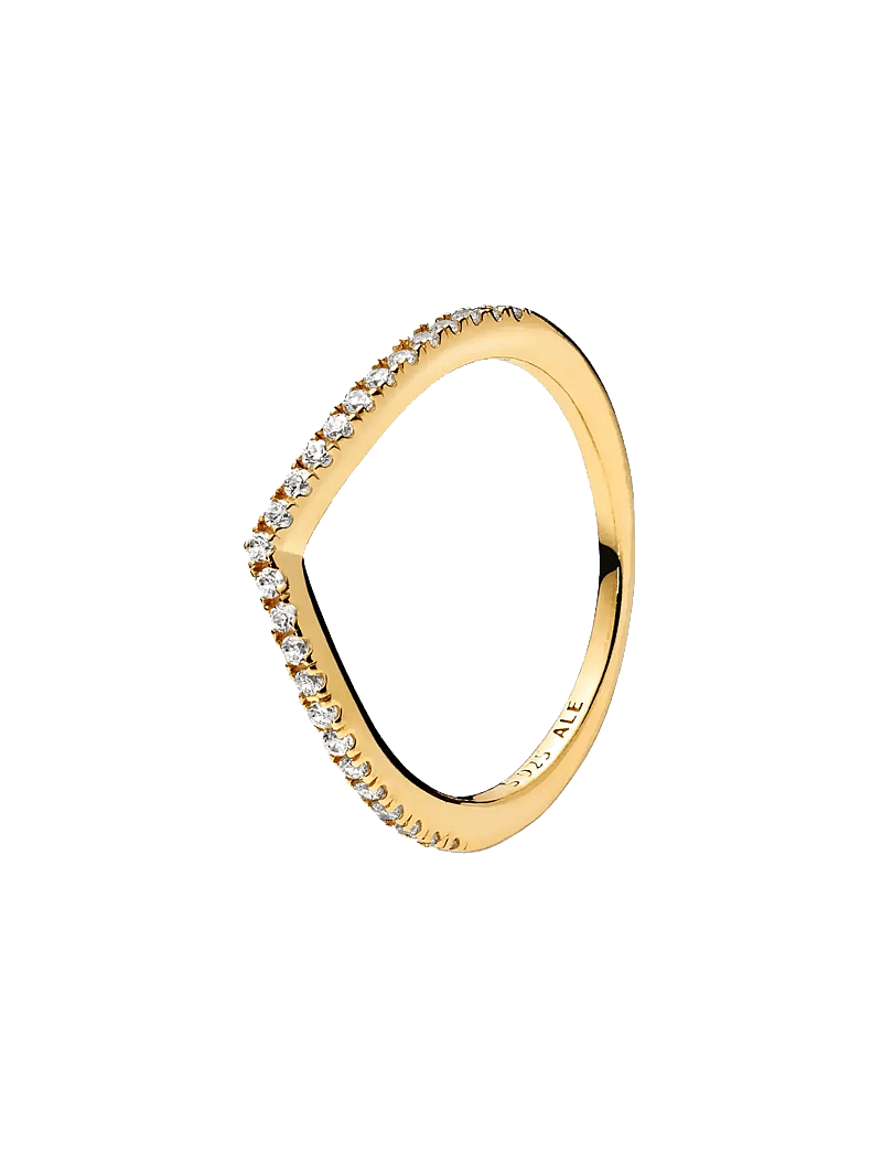 Pandora - Wishbone 14k gold-plated ring with clear cubic zirconia - sõrmused - clear - 1