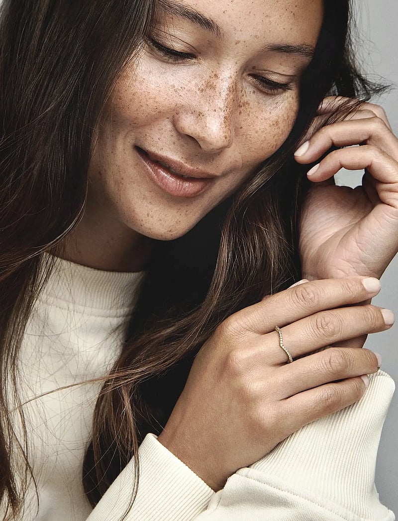 Pandora - Wishbone 14k gold-plated ring with clear cubic zirconia - sõrmused - clear - 0