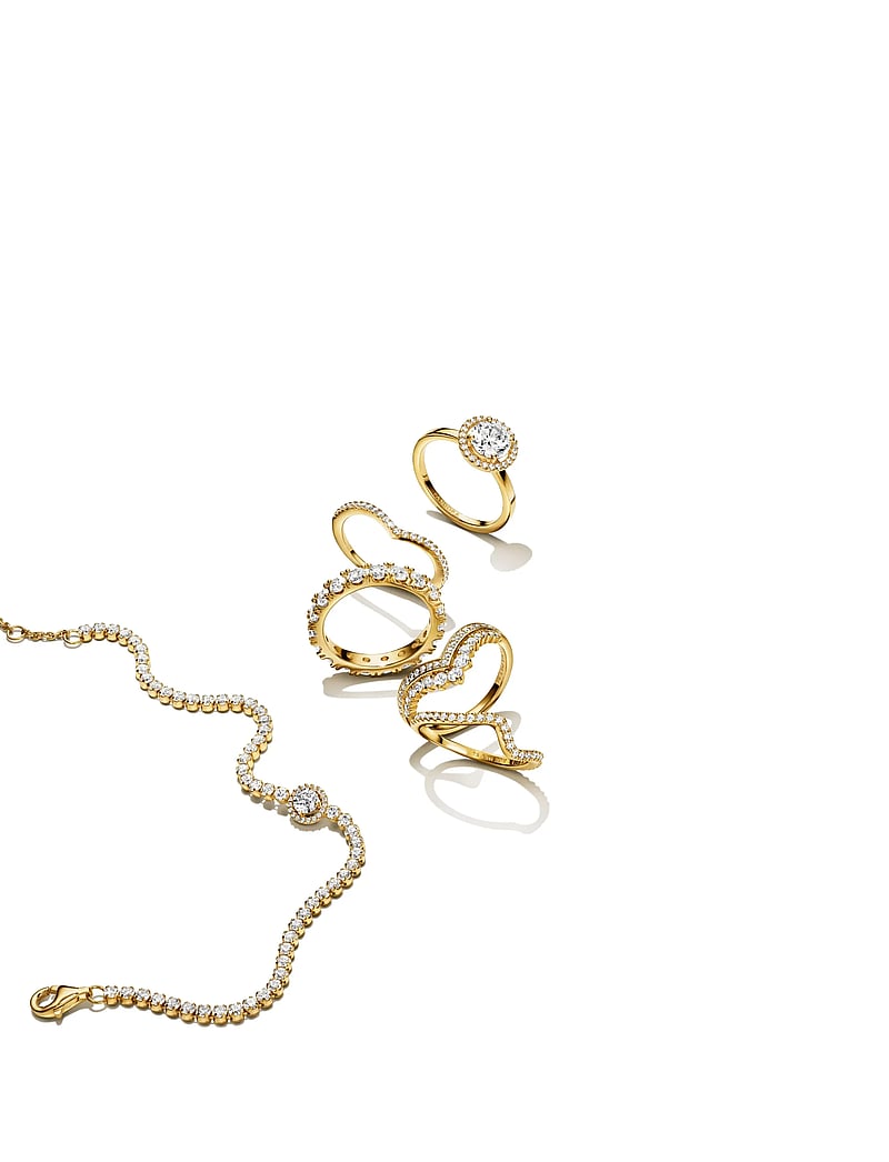 Pandora - Wishbone 14k gold-plated ring with clear cubic zirconia - sõrmused - clear - 3