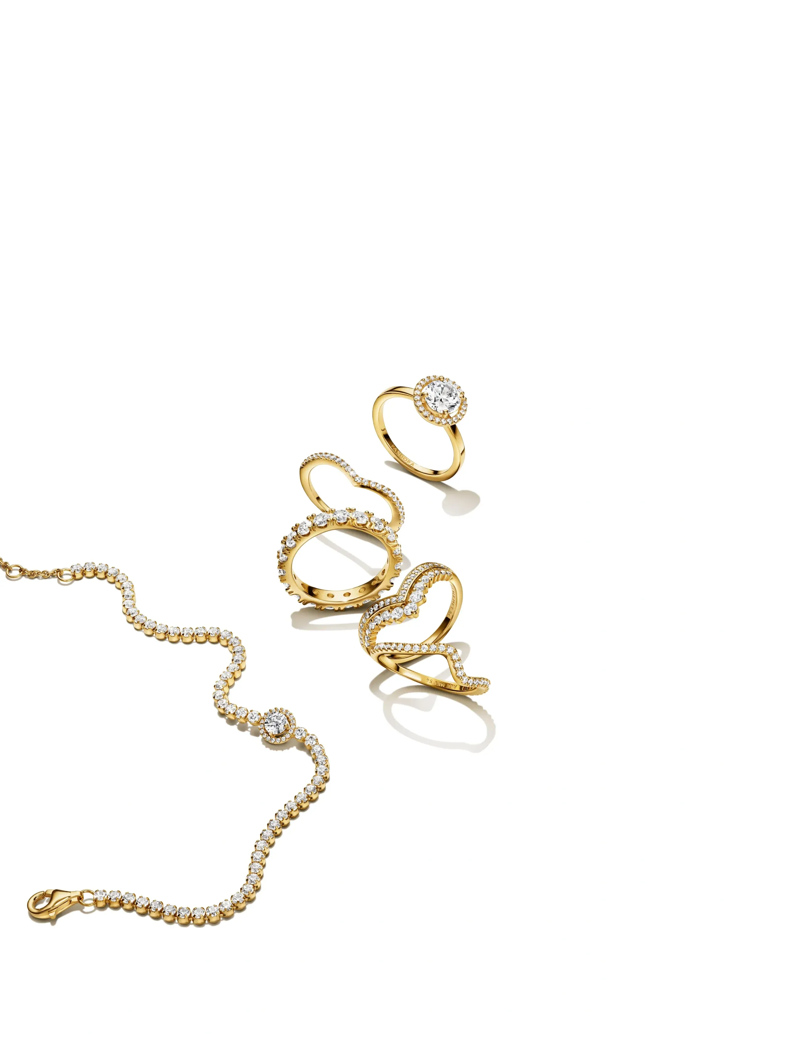 Pandora - Wishbone 14k gold-plated ring with clear cubic zirconia - ringe - clear - 3