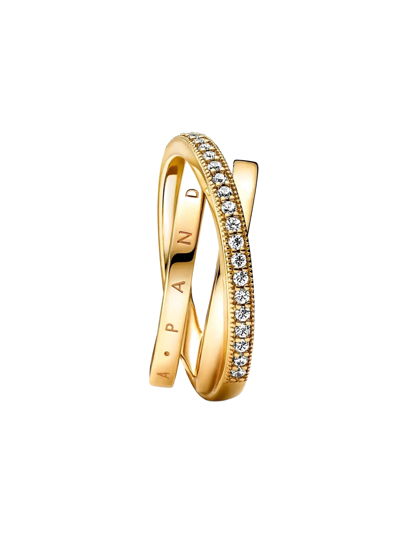 Pandora - Pandora logo 14k gold-plated ring with clear cubic zirconia - ringe - clear - 2