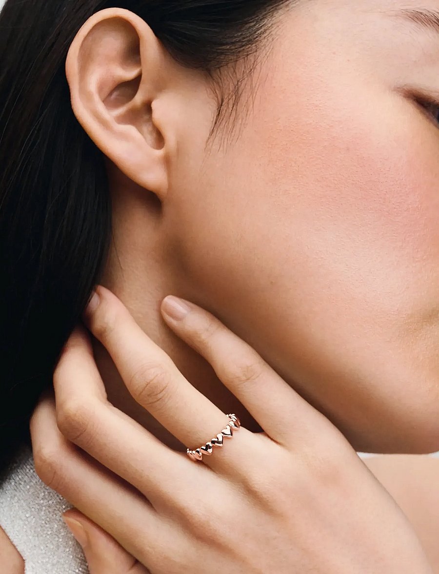 Pandora - Hearts 14k rose gold-plated ring - ringar - no color - 0
