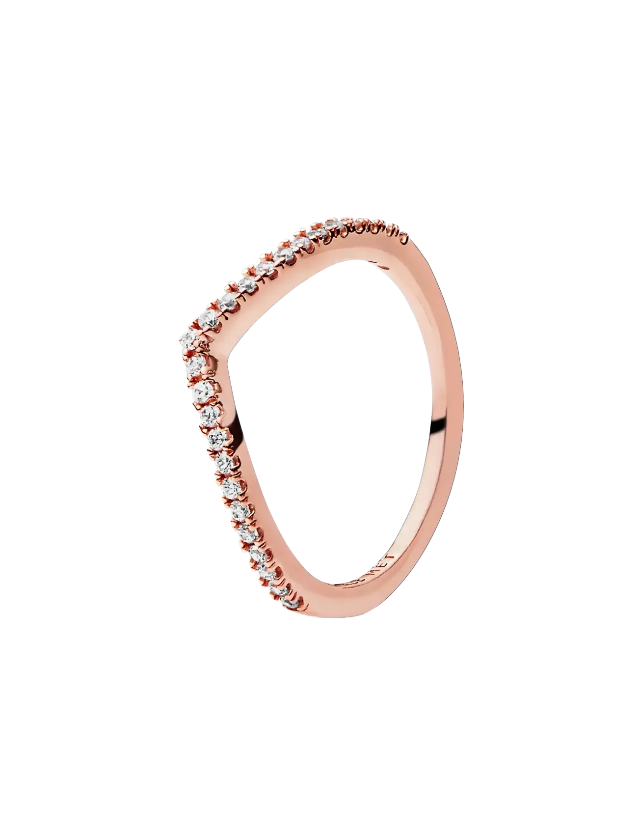 Pandora Wishbone 14k rose gold-plated ring with clear cubic zirconia - Festtøj - CLEAR / undefined