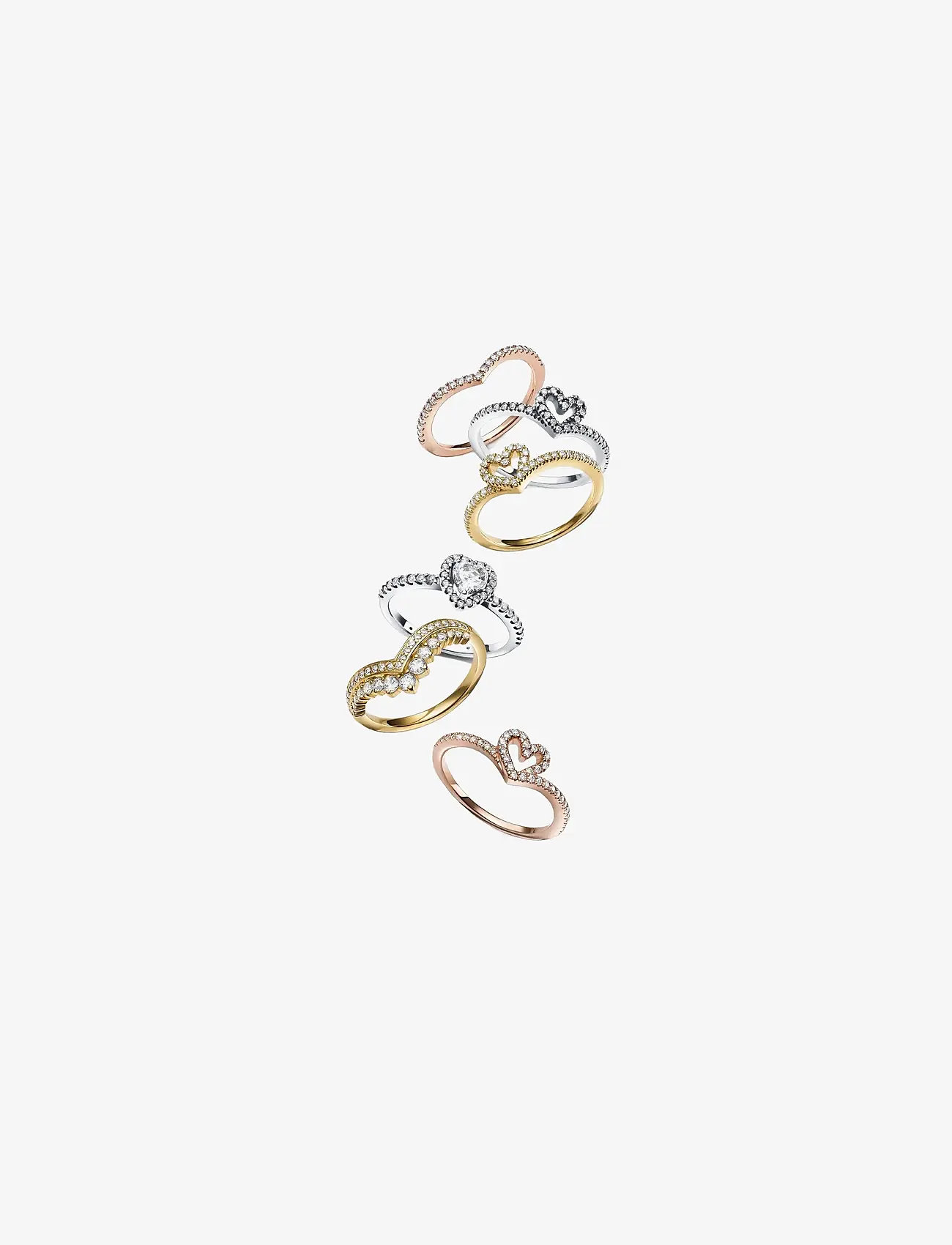 Pandora - Wishbone 14k rose gold-plated ring with clear cubic zirconia - ringar - clear - 2