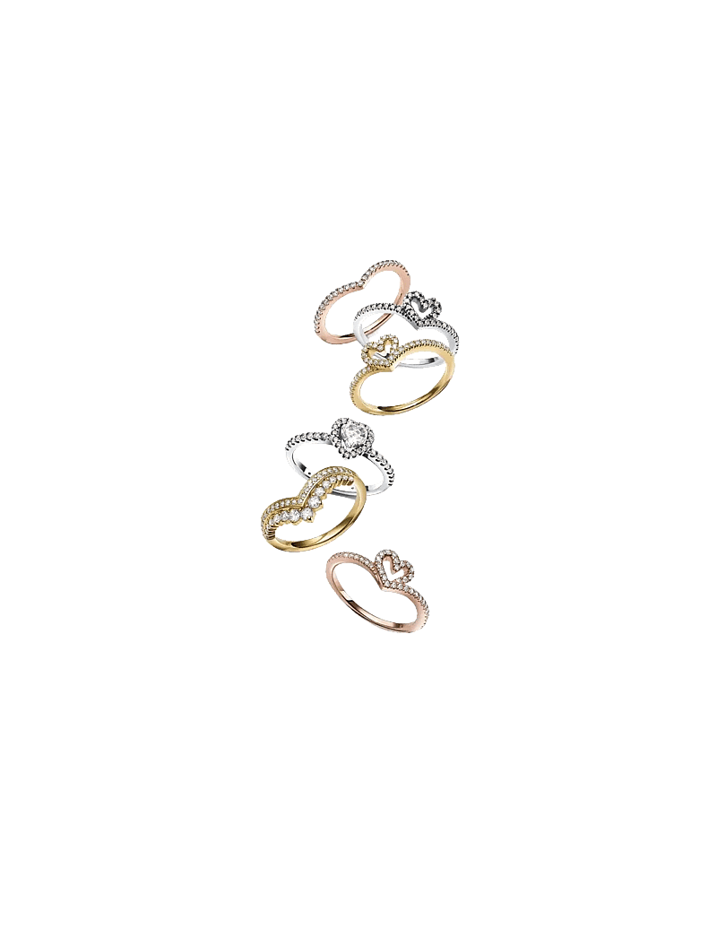 Pandora - Wishbone 14k rose gold-plated ring with clear cubic zirconia - ringar - clear - 2