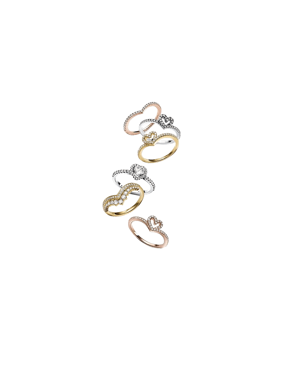 Pandora - Wishbone 14k rose gold-plated ring with clear cubic zirconia - ringe - clear - 2