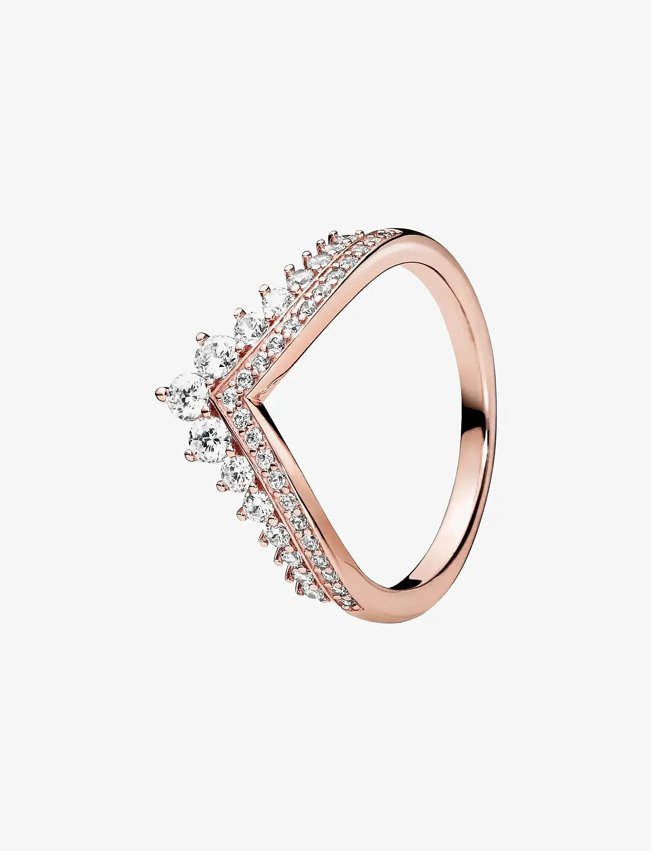 Pandora - Tiara wishbone 14k rose gold-plated ring with clear cubic zirconia - ringe - clear - 1