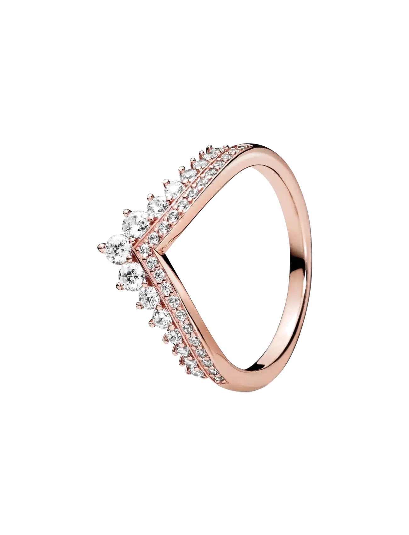 Tiara wishbone 14k rose gold-plated ring with clear cubic zirconia - CLEAR