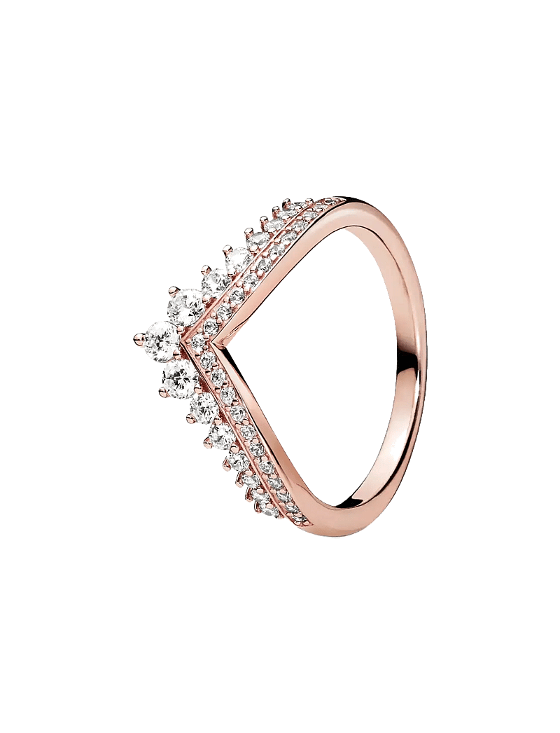 Pandora - Tiara wishbone 14k rose gold-plated ring with clear cubic zirconia - ringar - clear - 1