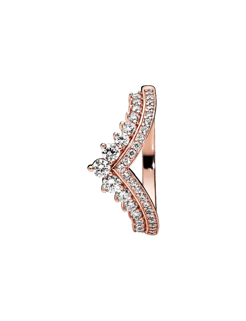 Pandora - Tiara wishbone 14k rose gold-plated ring with clear cubic zirconia - ringar - clear - 2