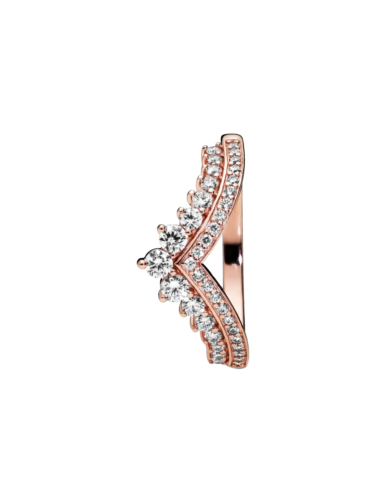 Pandora - Tiara wishbone 14k rose gold-plated ring with clear cubic zirconia - ringe - clear - 2