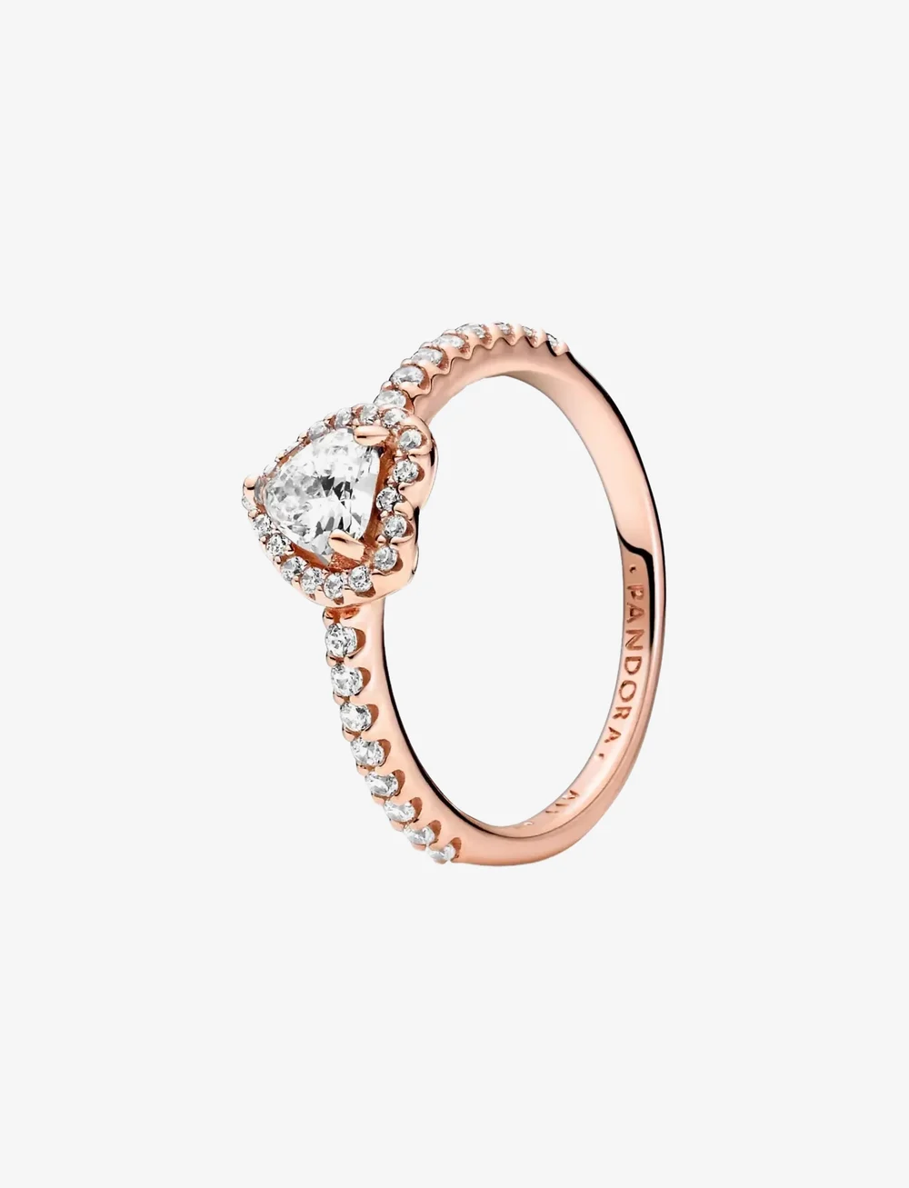 Pandora - Heart 14k rose gold-plated ring with clear cubic zirconia - sormukset - clear - 1