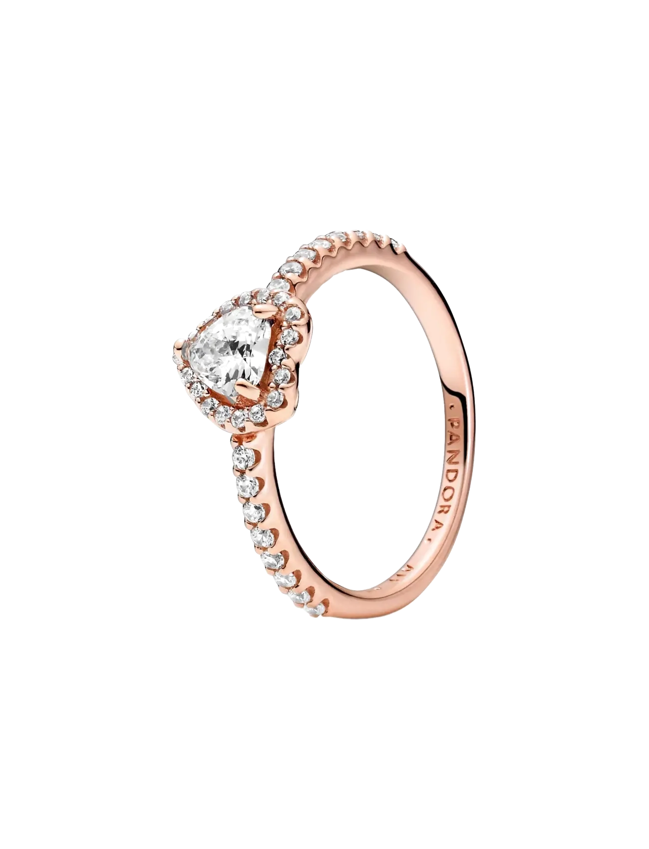 Pandora Heart 14k rose gold-plated ring with clear cubic zirconia - Festtøj - CLEAR / undefined