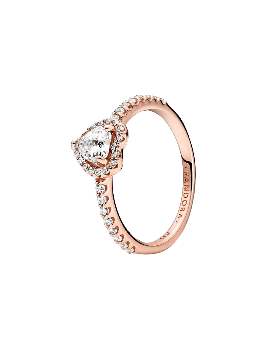 Pandora - Heart 14k rose gold-plated ring with clear cubic zirconia - ringe - clear - 1