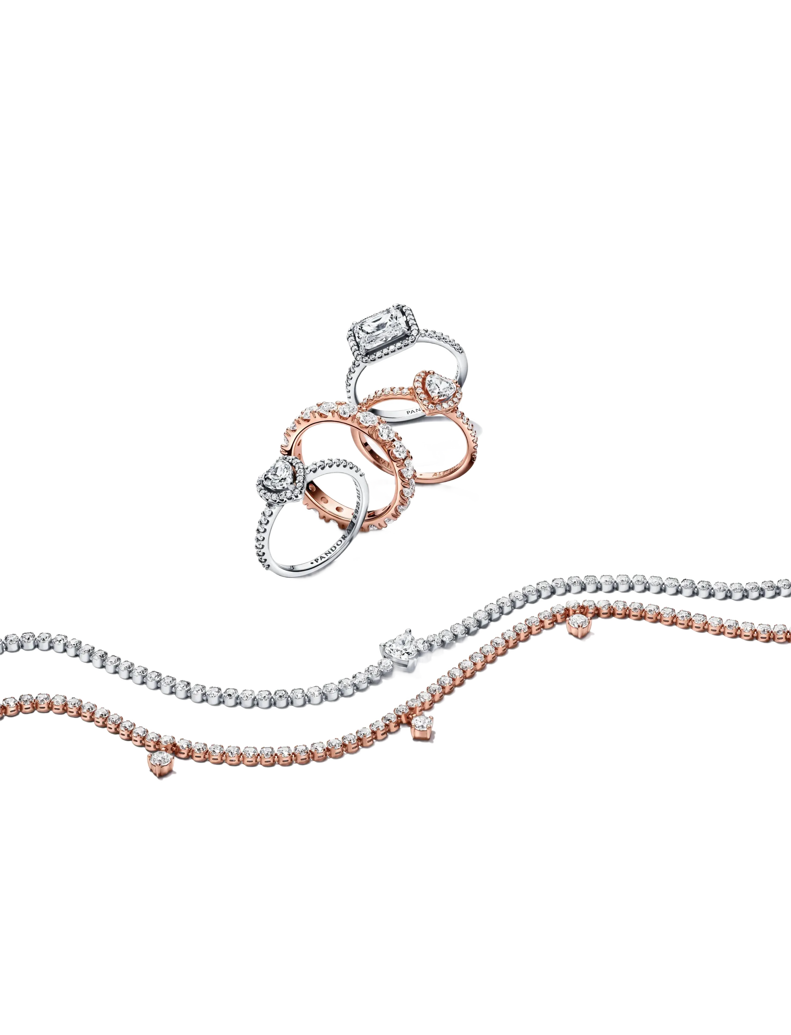 Pandora - Heart 14k rose gold-plated ring with clear cubic zirconia - ringe - clear - 3