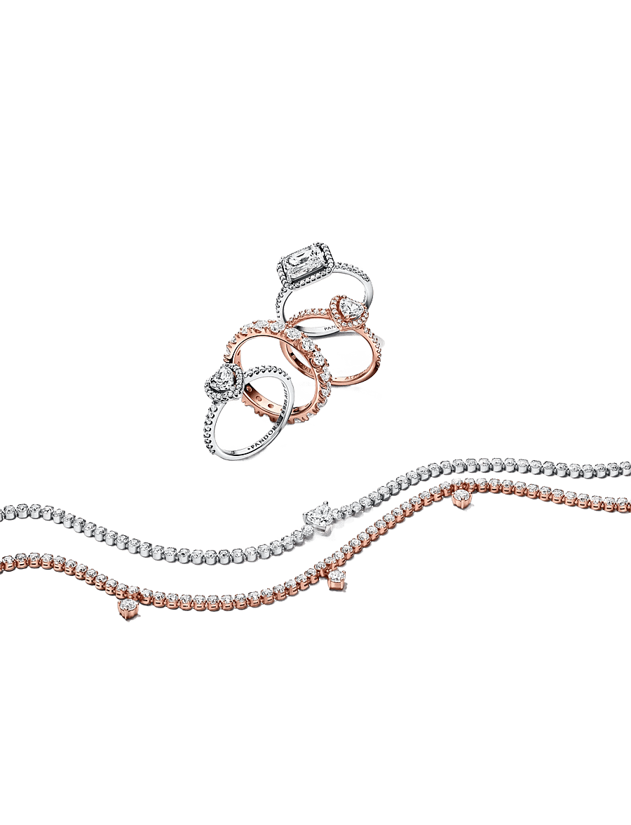 Pandora - Heart 14k rose gold-plated ring with clear cubic zirconia - ringe - clear - 3