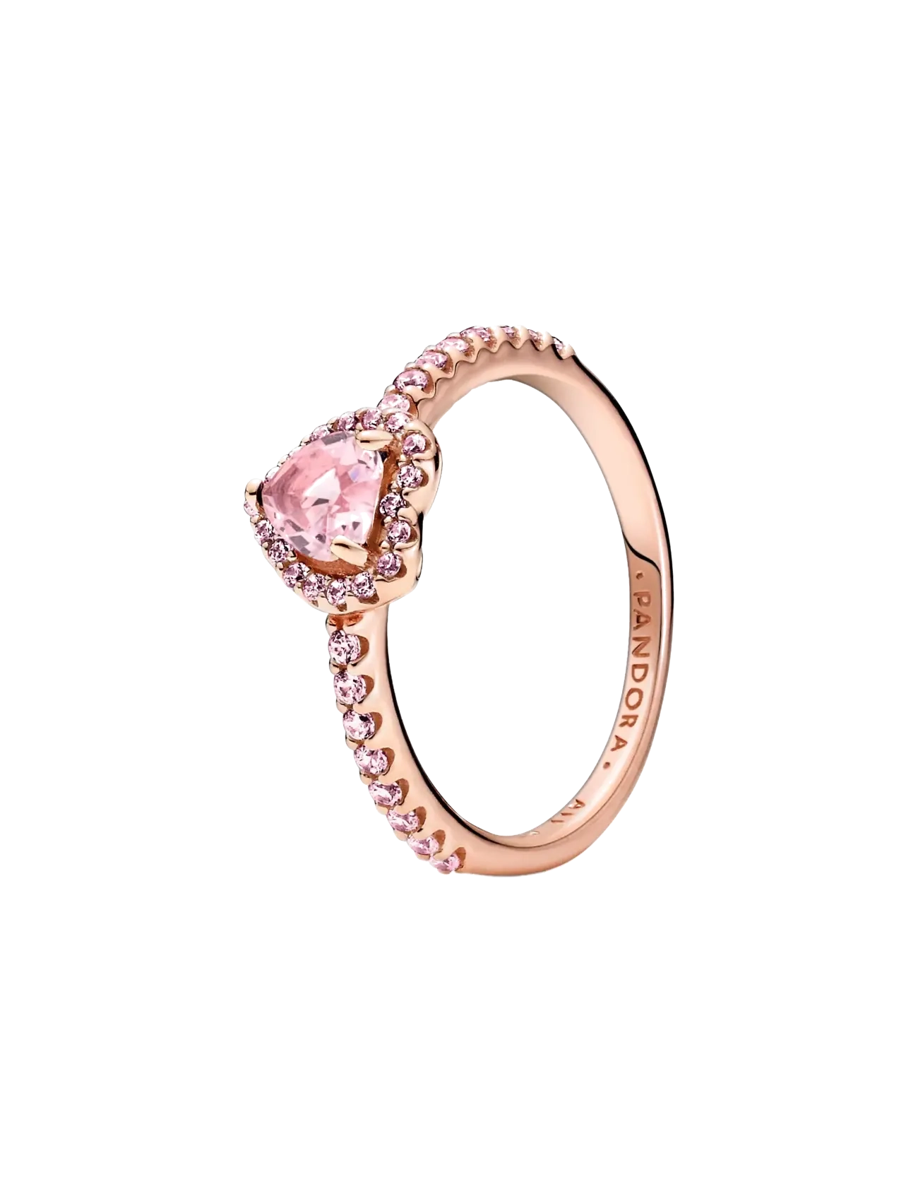 Pandora Heart 14K Rose Gold-Plated Ring, Kvinder, Hjertering, Pink, Str: 56