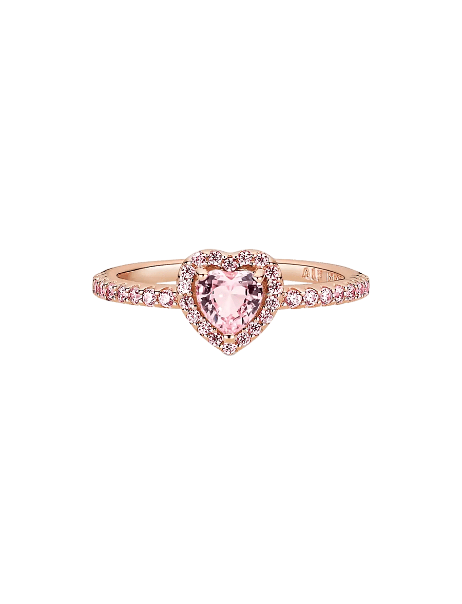 Pandora - Heart 14k rose gold-plated ring with orchid pink crystal and fancy fairy tale pink cubic zirconia - ringe - pink - 2