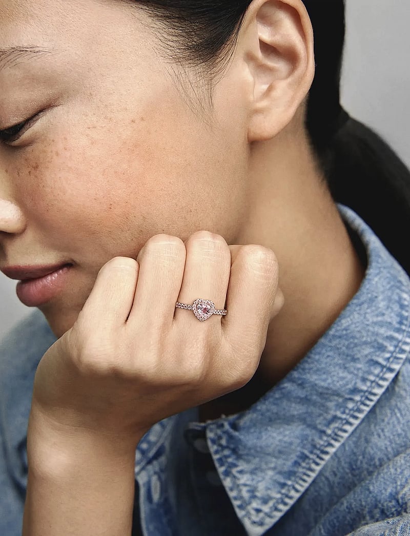 Pandora - Heart 14k rose gold-plated ring with orchid pink crystal and fancy fairy tale pink cubic zirconia - sõrmused - pink - 4