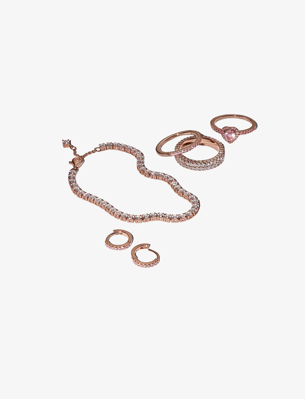 Pandora - Heart 14k rose gold-plated ring with orchid pink crystal and fancy fairy tale pink cubic zirconia - ringar - pink - 2