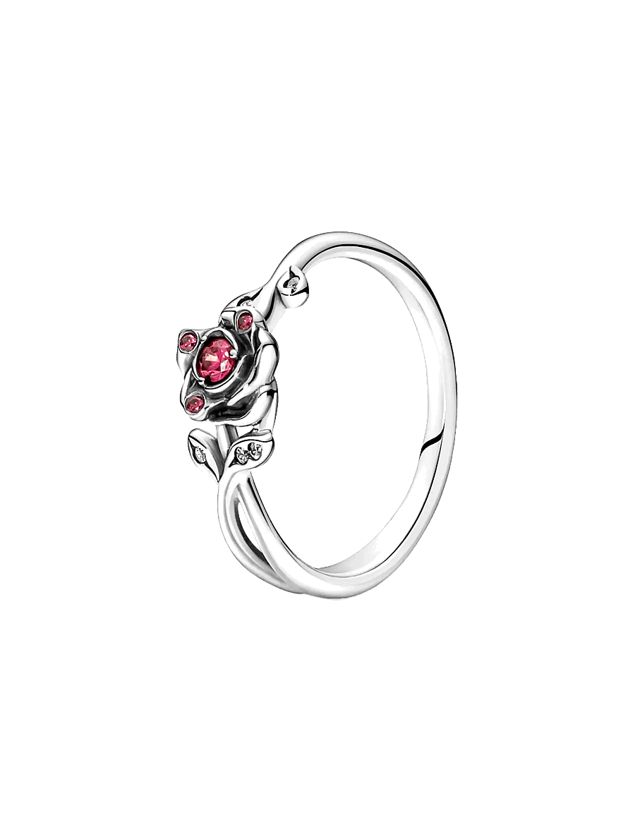 Pandora - Disney Beauty and the Beast rose sterling silver ring with red and clear cubic zirconia - bagues - red - 1