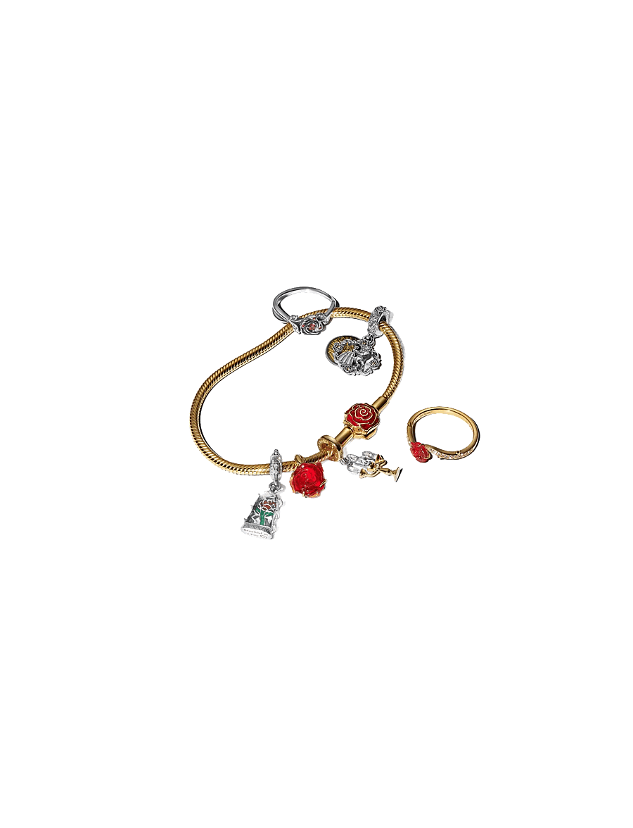 Pandora - Disney Beauty and the Beast rose sterling silver ring with red and clear cubic zirconia - bagues - red - 2
