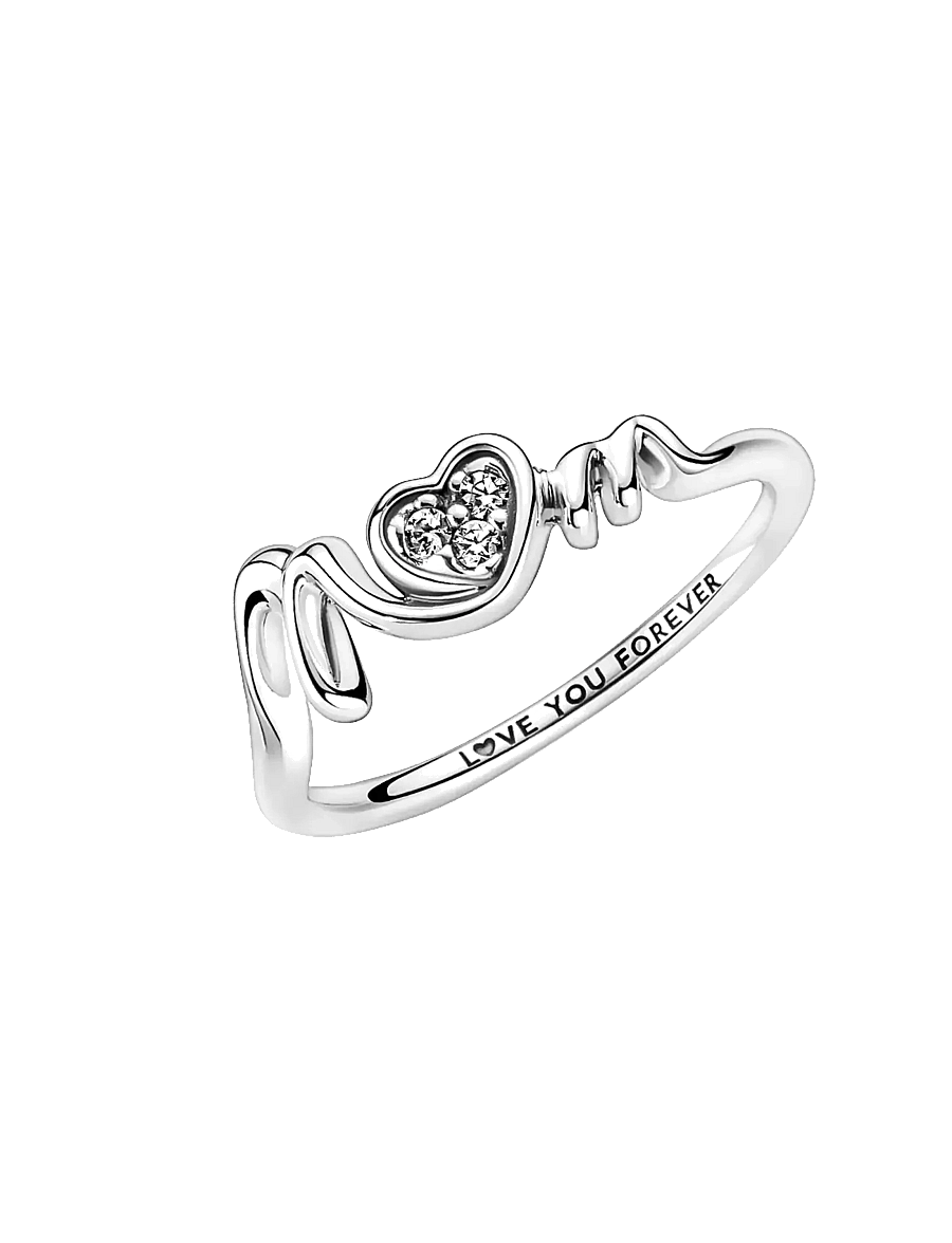Pandora - Mom sterling silver ring with clear cubic zirconia - bagues - clear - 0
