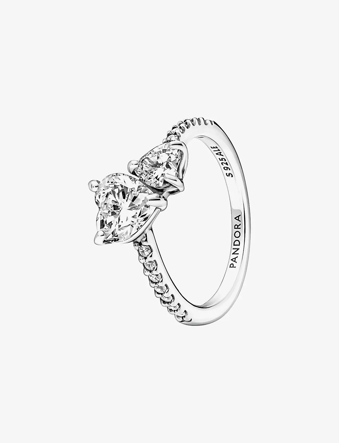 Pandora - Double heart sterling silver ring with clear cubic zirconia - ringe - clear - 1