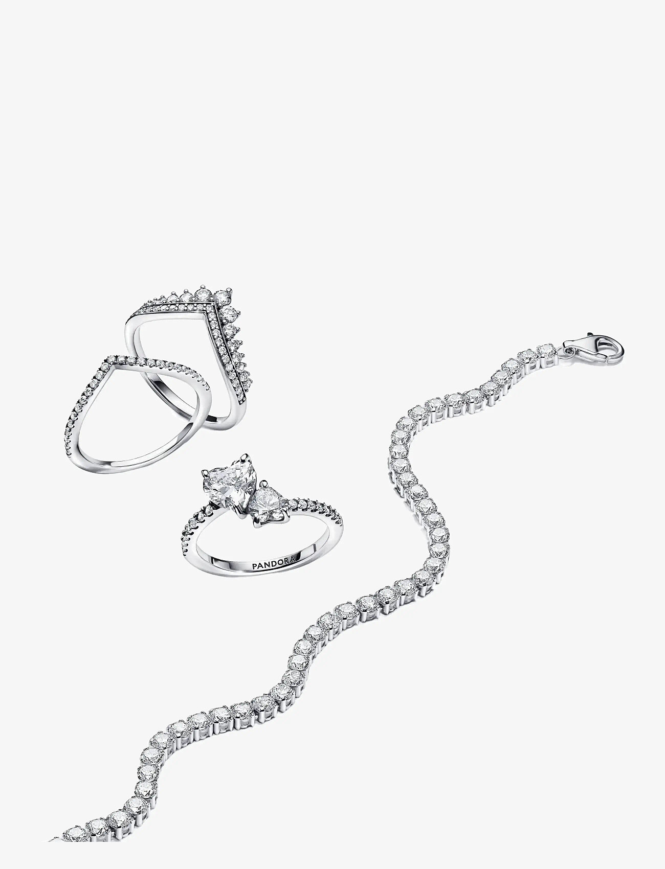 Pandora - Double heart sterling silver ring with clear cubic zirconia - ringe - clear - 2