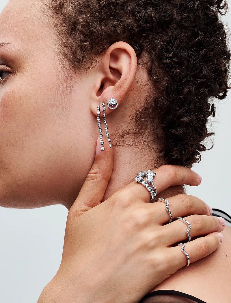 Pandora - Double heart sterling silver ring with clear cubic zirconia - ringar - clear - 4