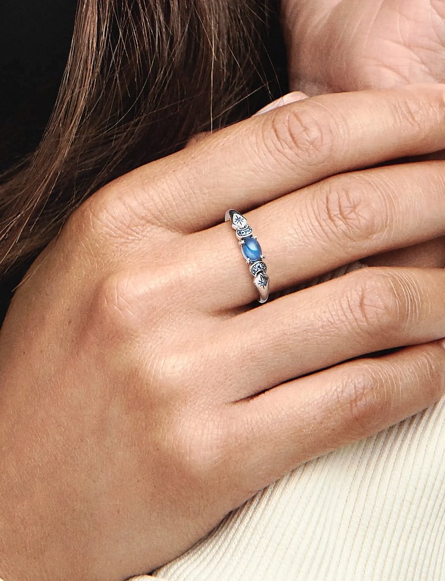 Pandora - Disney Aladdin Jasmine sterling silver ring with icy blue crystal and moonlight blue crystal - bagues - blue - 2