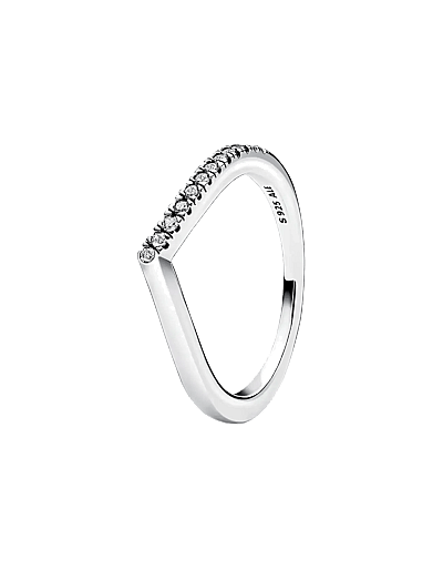 Wishbone Sterling Silver Ring With Clear Cubic Zirconia - Ringe