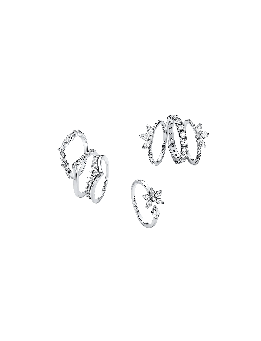 Pandora - Wishbone sterling silver ring with clear cubic zirconia - bagues - clear - 2
