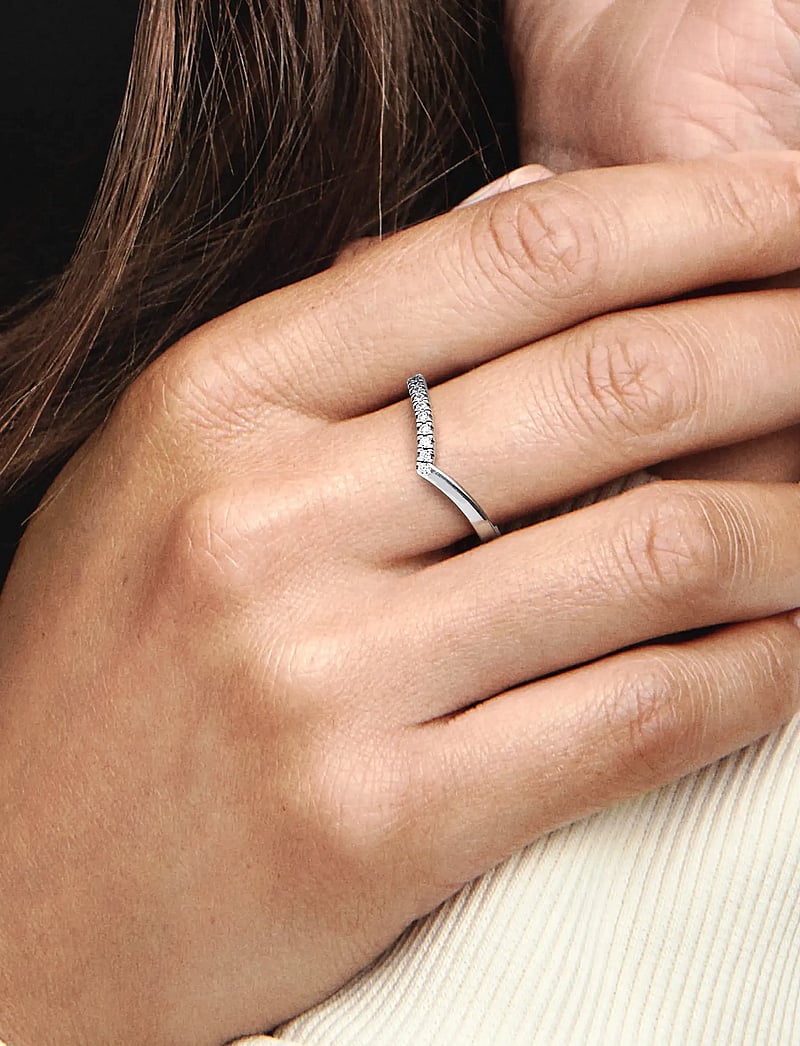 Pandora - Wishbone sterling silver ring with clear cubic zirconia - ringen - clear - 3