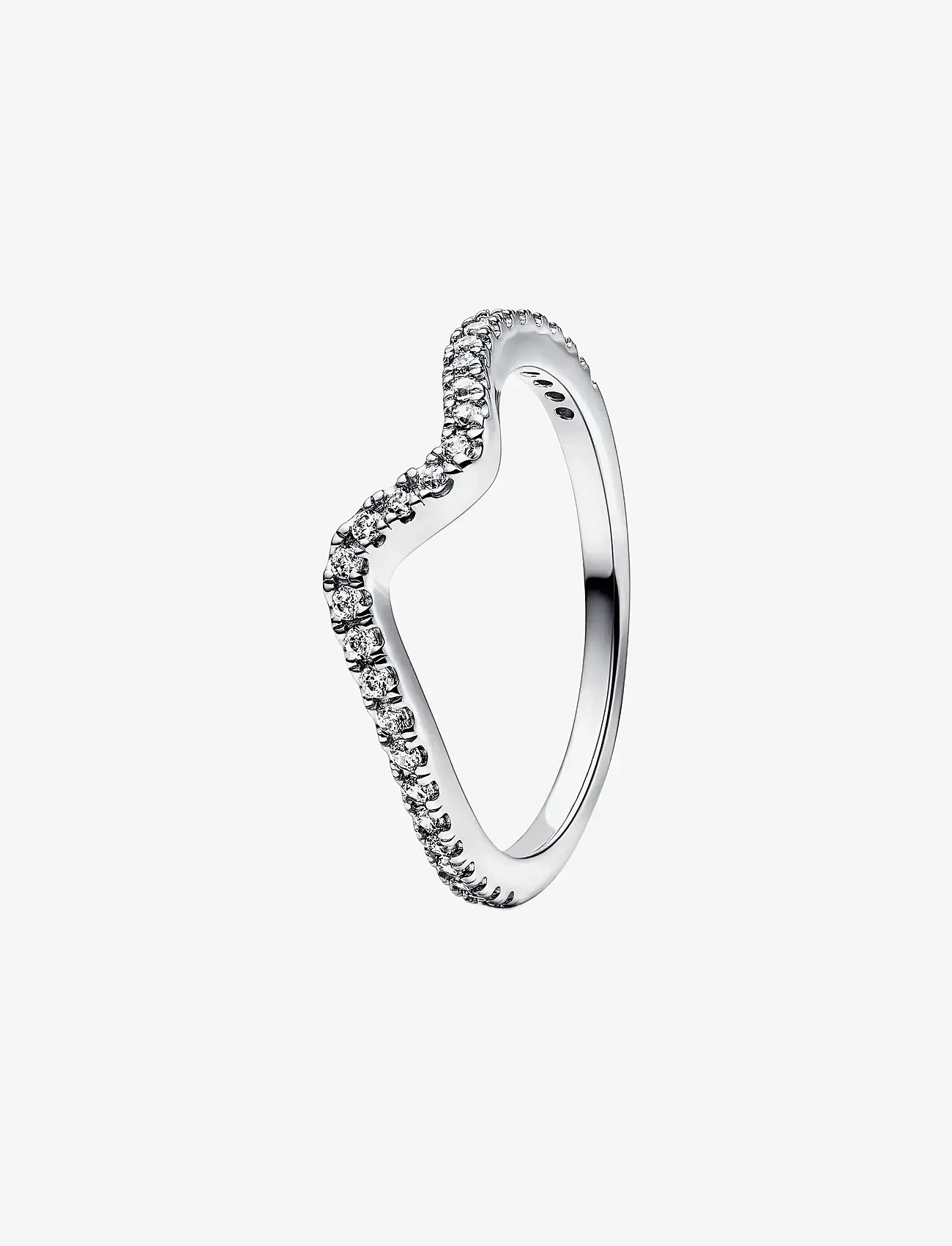 Pandora - Wave sterling silver ring with clear cubic zirconia - ringe - clear - 1